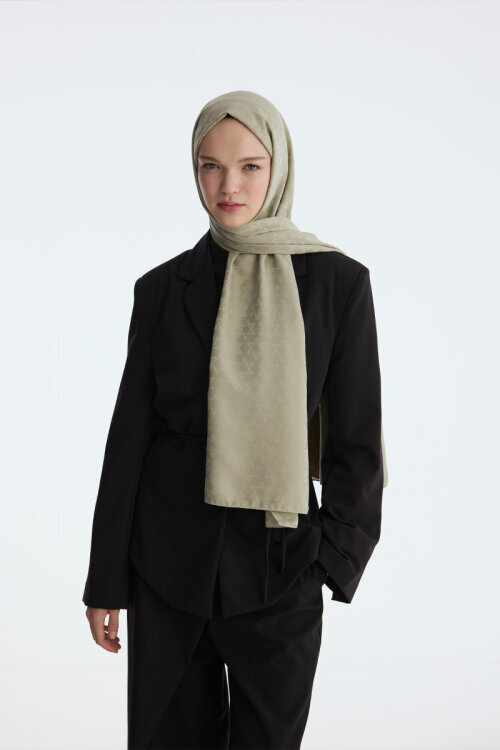 İpeksi Jakar Piramit Desen Şal - Çağla - Camellia Scarfs