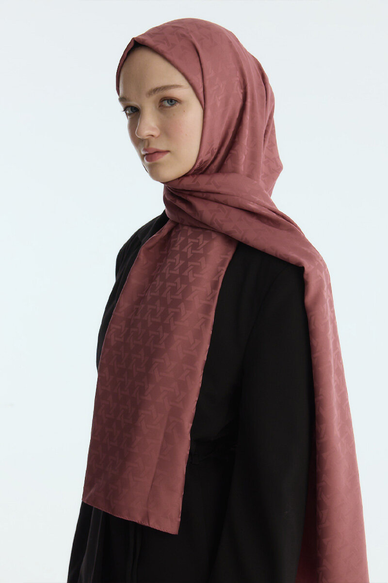 İpeksi Jakar Piramit Desen Şal - Gül - 4