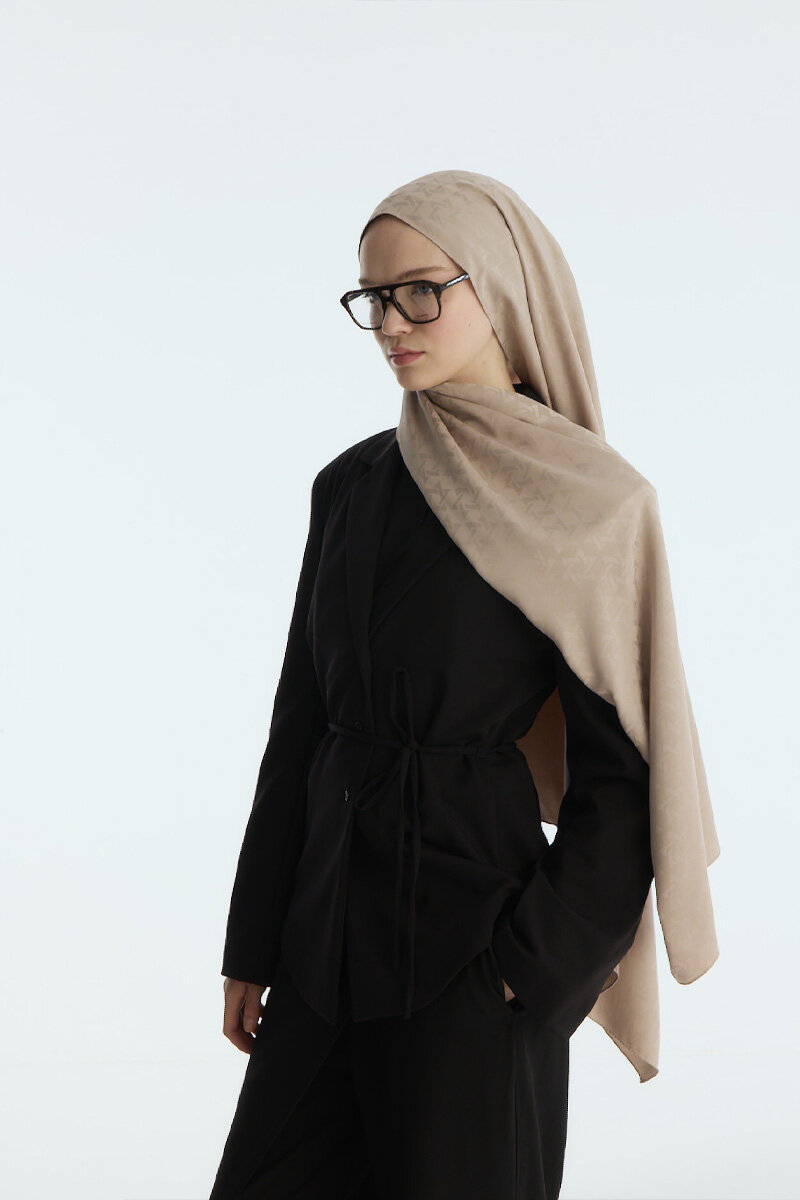 İpeksi Jakar Piramit Desen Şal - Kum - 3