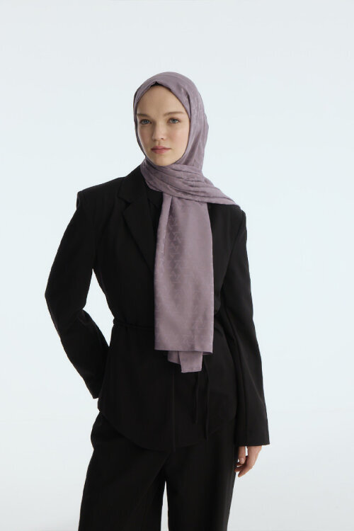 İpeksi Jakar Piramit Desen Şal - Lavanta - Camellia Scarfs (1)