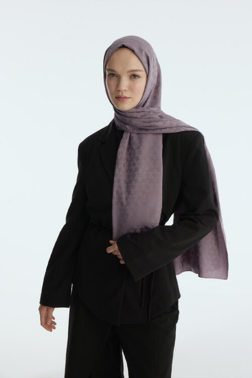 İpeksi Jakar Piramit Desen Şal - Lavanta - Camellia Scarfs
