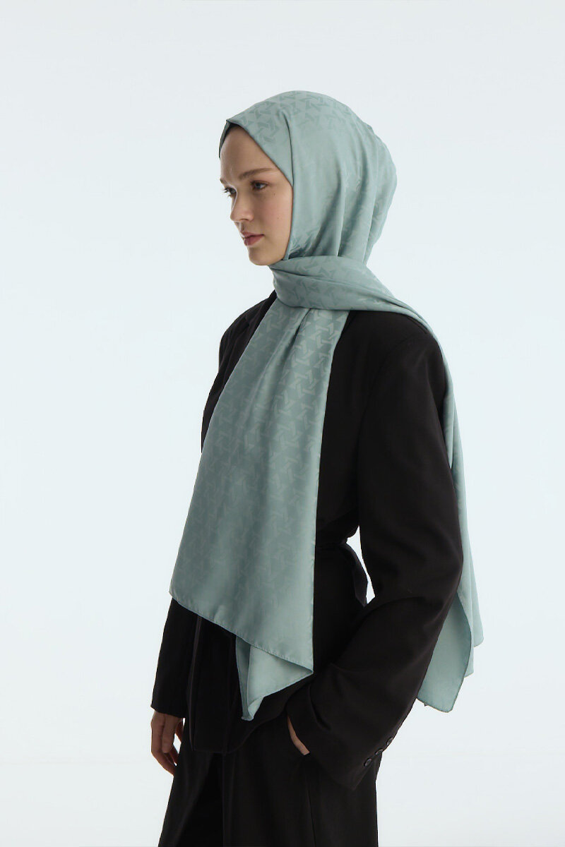 İpeksi Jakar Piramit Desen Şal - Nane - 3