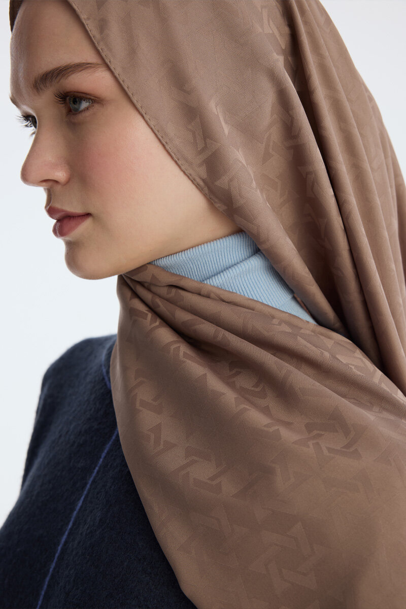 İpeksi Jakar Piramit Desen Şal - Vizon - 4