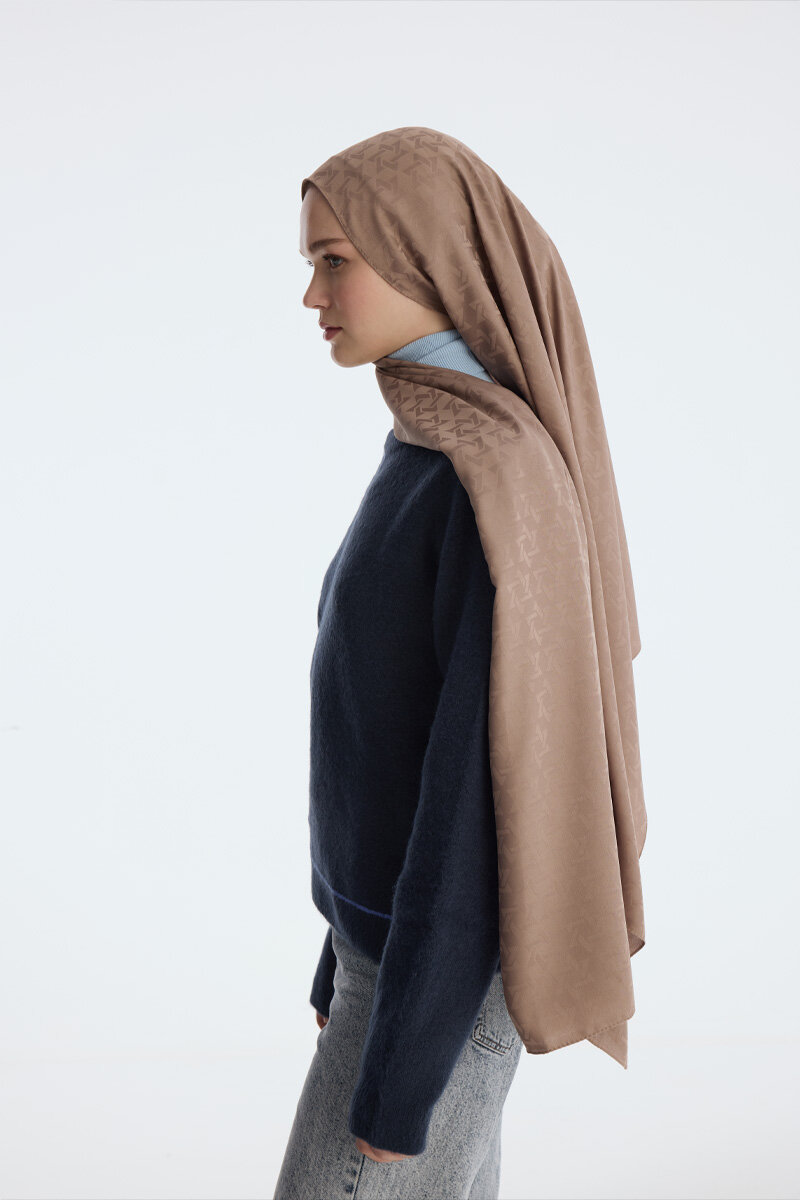 İpeksi Jakar Piramit Desen Şal - Vizon - 3