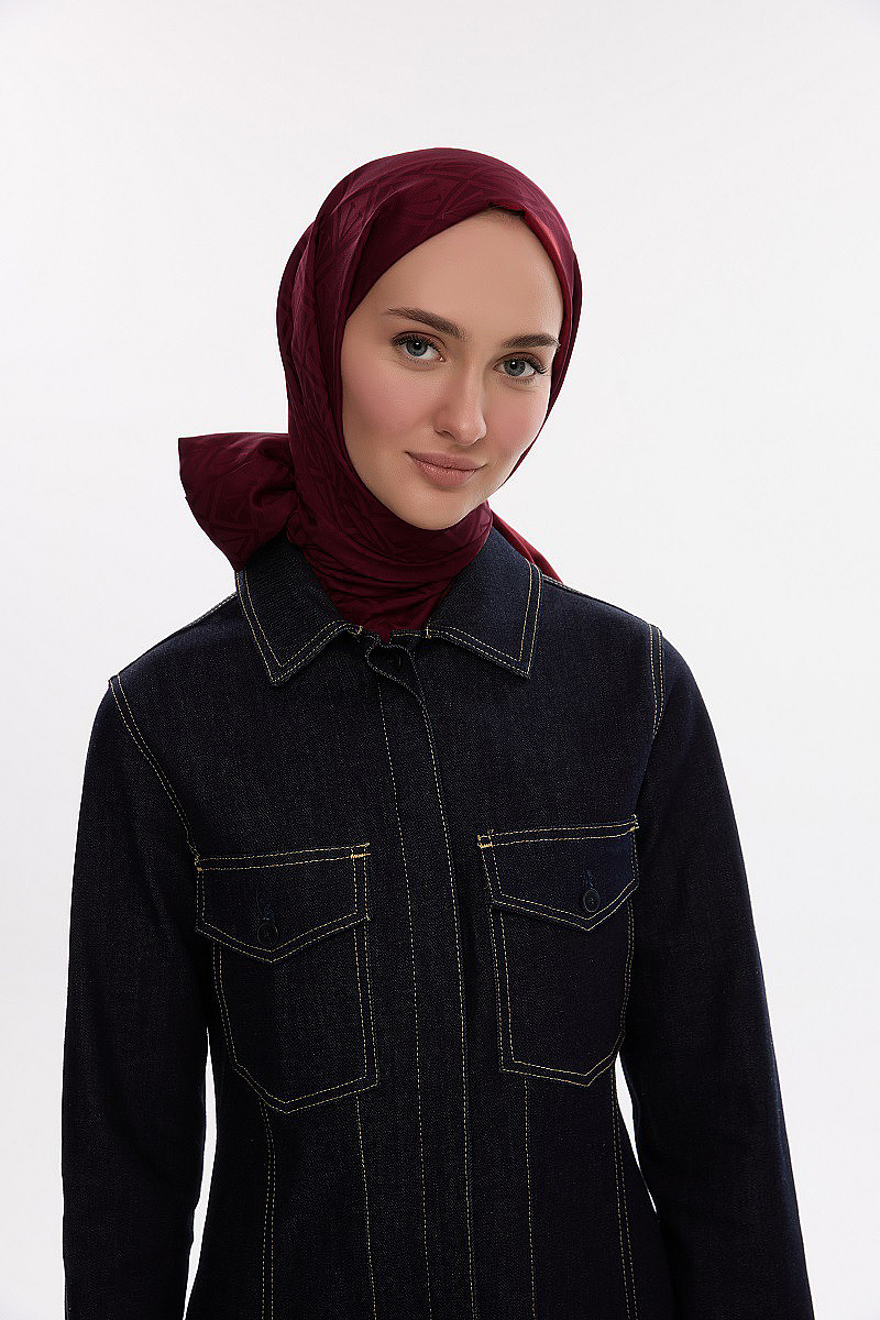 İpeksi Jakar Şal V desen - Bordo - Camellia Scarfs (1)