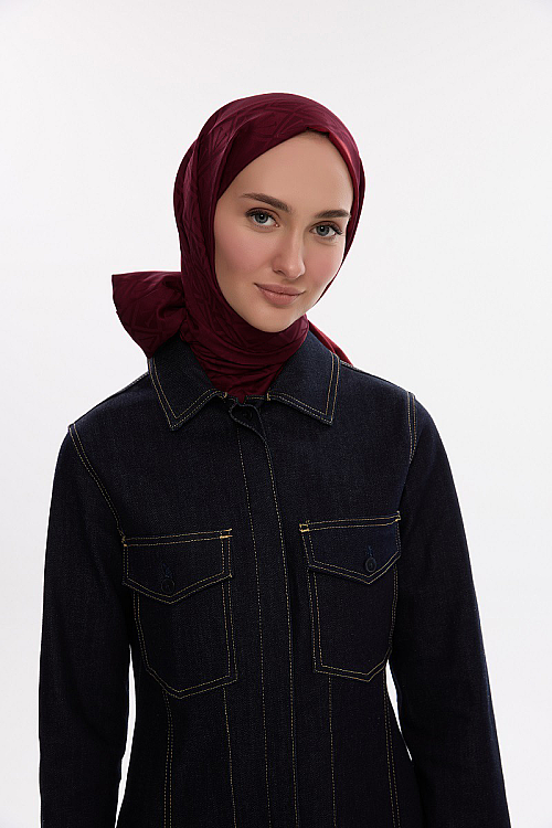 İpeksi Jakar Şal V desen - Bordo - Camellia Scarfs