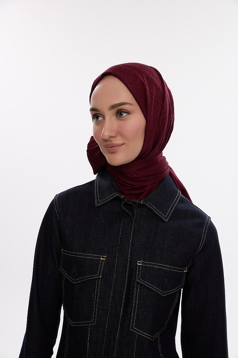 İpeksi Jakar Şal V desen - Bordo - 3