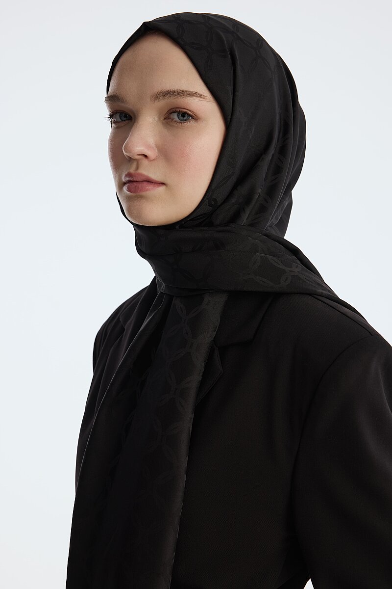 İpeksi Jakar Şal Zincir desen - Siyah - 3