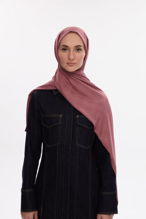 İpeksi Jakar V Desen Şal - Gül - Camellia Scarfs (1)