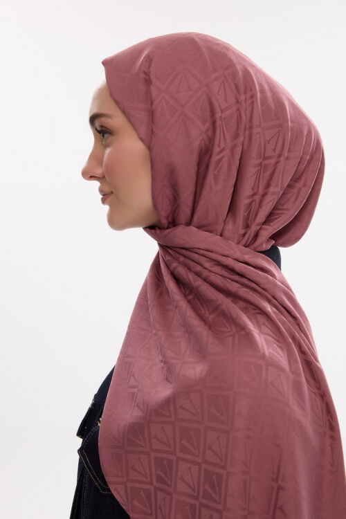 İpeksi Jakar V Desen Şal - Gül - Camellia Scarfs