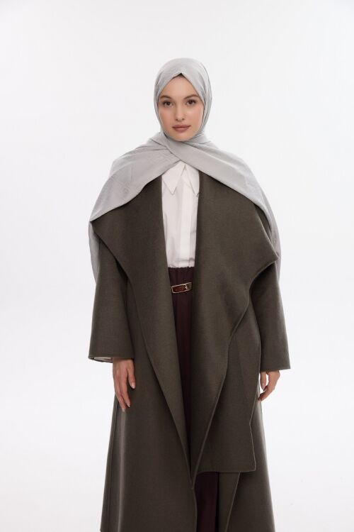 İpeksi Jakar V Desen Şal - Gümüş Gri - Camellia Scarfs (1)