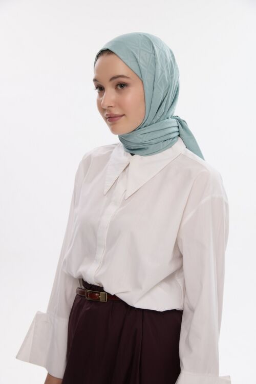 İpeksi Jakar V Desen Şal - Nane - Camellia Scarfs (1)