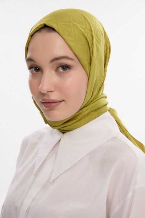 İpeksi Jakar V Desen Şal - Yağ Yeşili 