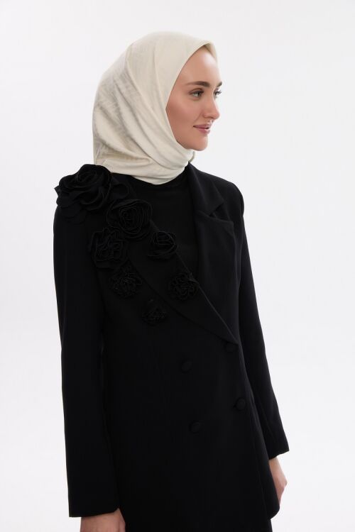 İpeksi Jakar Zikzak Desen Eşarp - Badem Sütü - Camellia Scarfs (1)