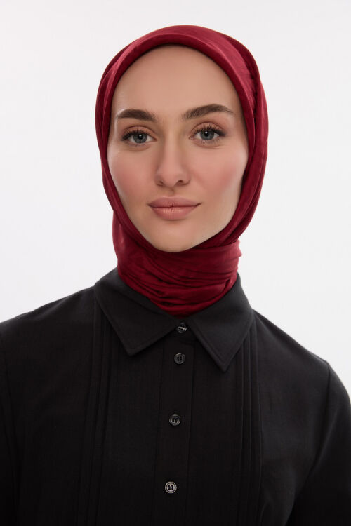 İpeksi Jakar Zikzak Desen Eşarp - Bordo - Camellia Scarfs (1)