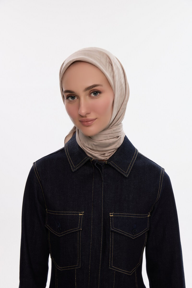 İpeksi Jakar Zikzak Desen Eşarp - Kum - 3