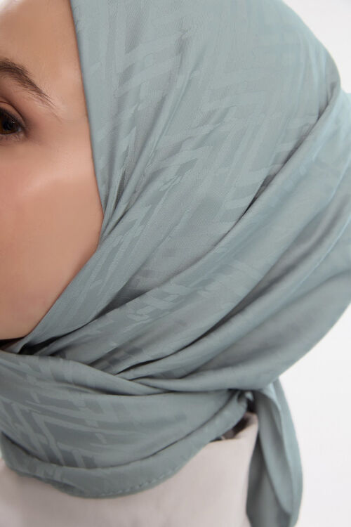 İpeksi Jakar Zikzak Desen Eşarp - Nane - Camellia Scarfs (1)