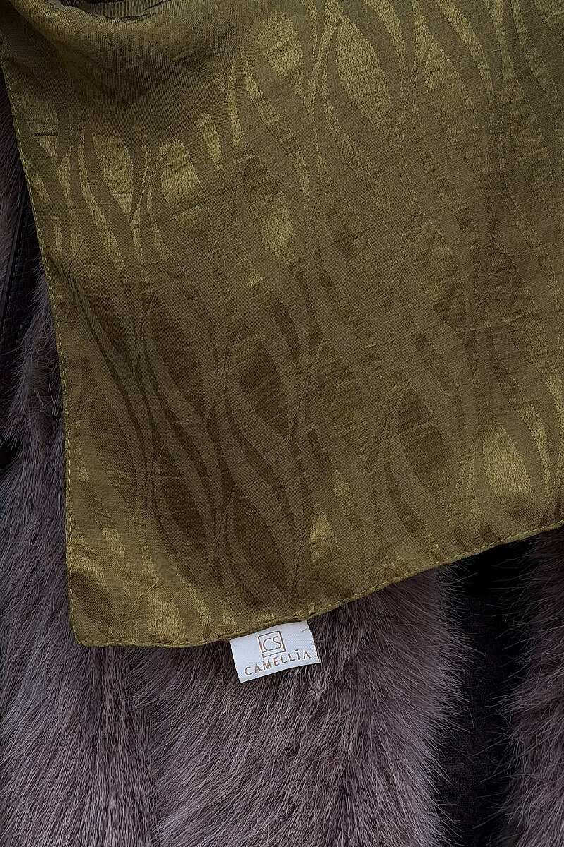 İtalyan Jakar Şal Dalga Desen - Yağ Yeşili - 3