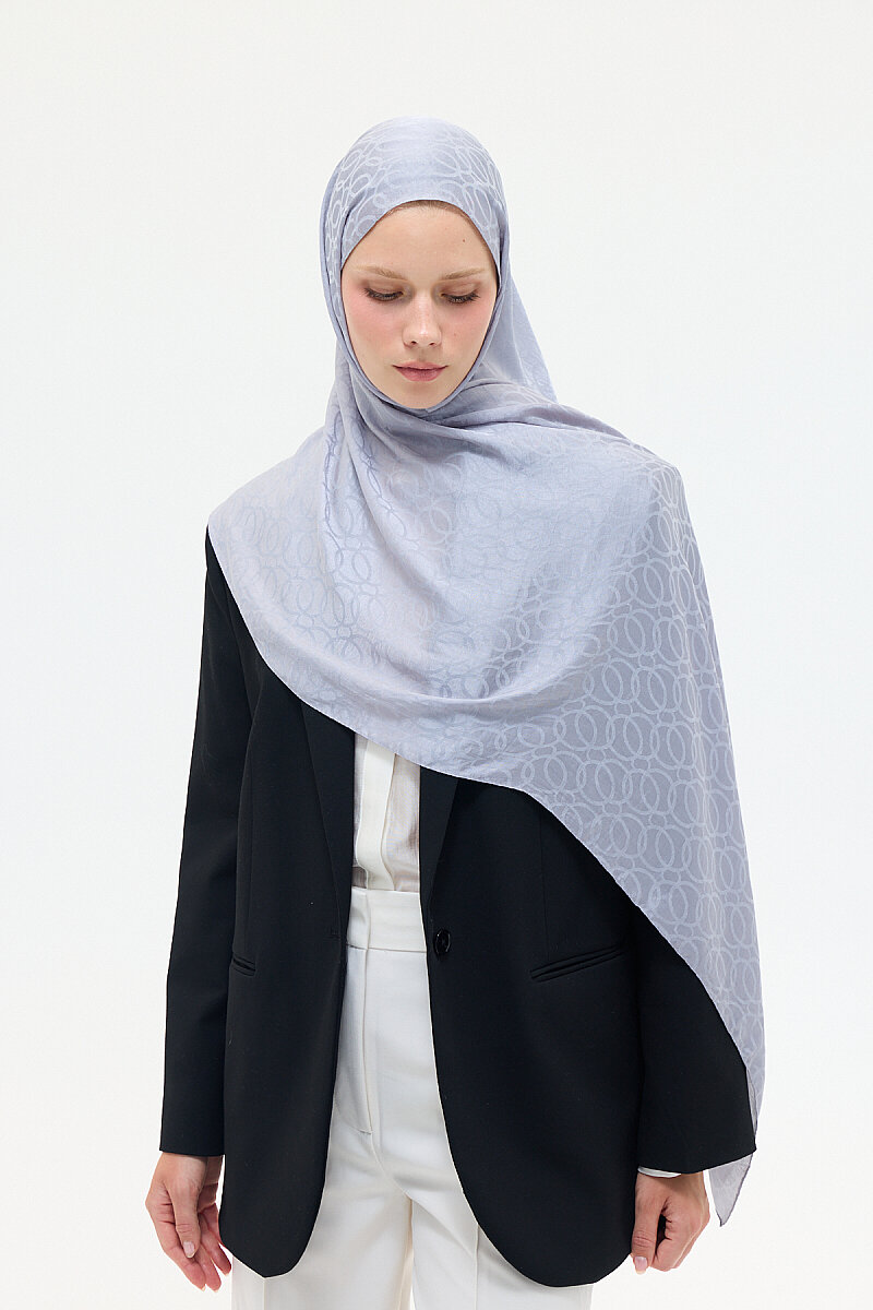 İtalyan Jakar Şal Çember Desen - Gümüş - 3