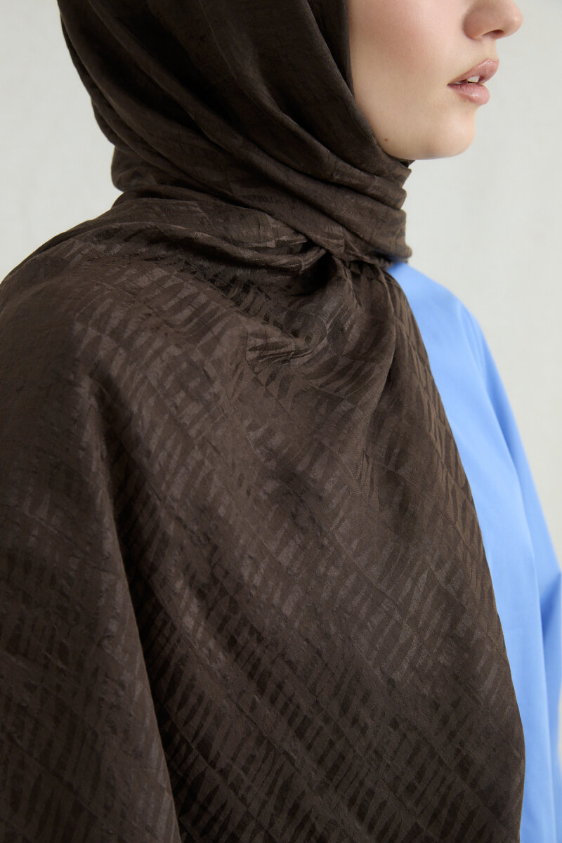 İtalyan Jakar Şal Column Desen - Acı Kahve - 4