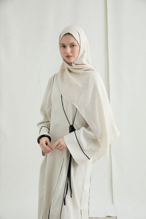 İtalyan Jakar Şal Column Desen - Bej 