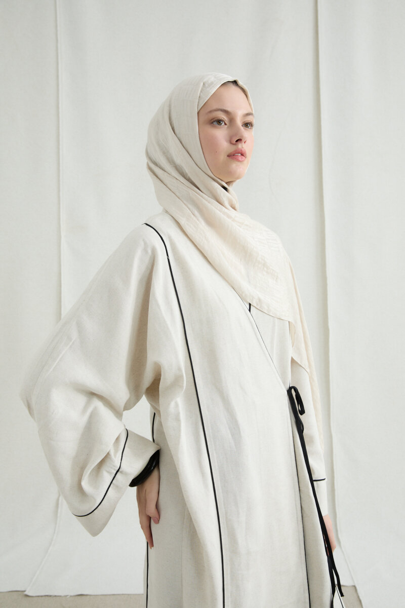 İtalyan Jakar Şal Column Desen - Bej - 2