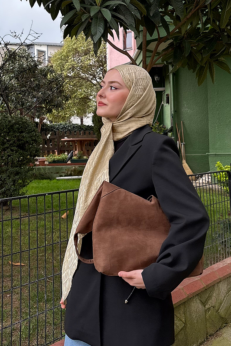 İtalyan Jakar Şal Column Desen - Zeytin Yeşili - 3