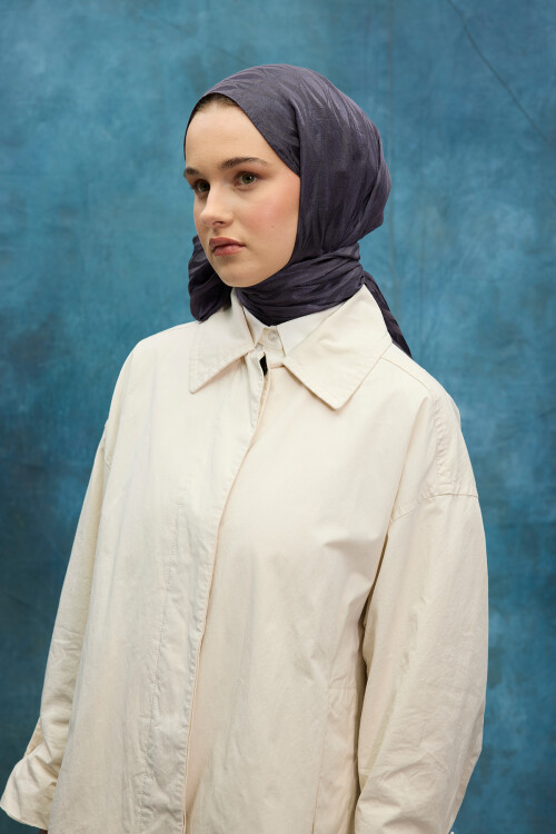 İtalyan Jakar Şal Dalga Desen - Antrasit - Camellia Scarfs (1)