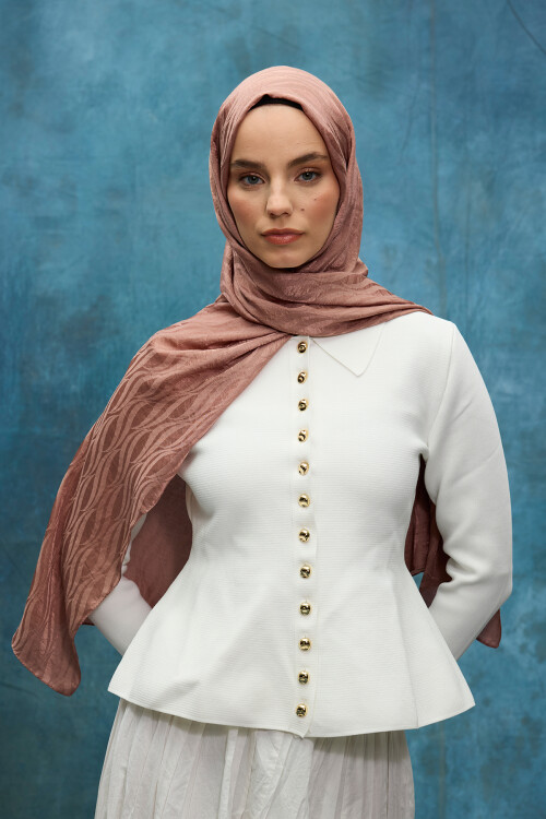 İtalyan Jakar Şal Dalga Desen - Bronz 