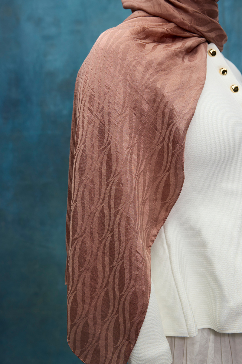 İtalyan Jakar Şal Dalga Desen - Bronz - 4