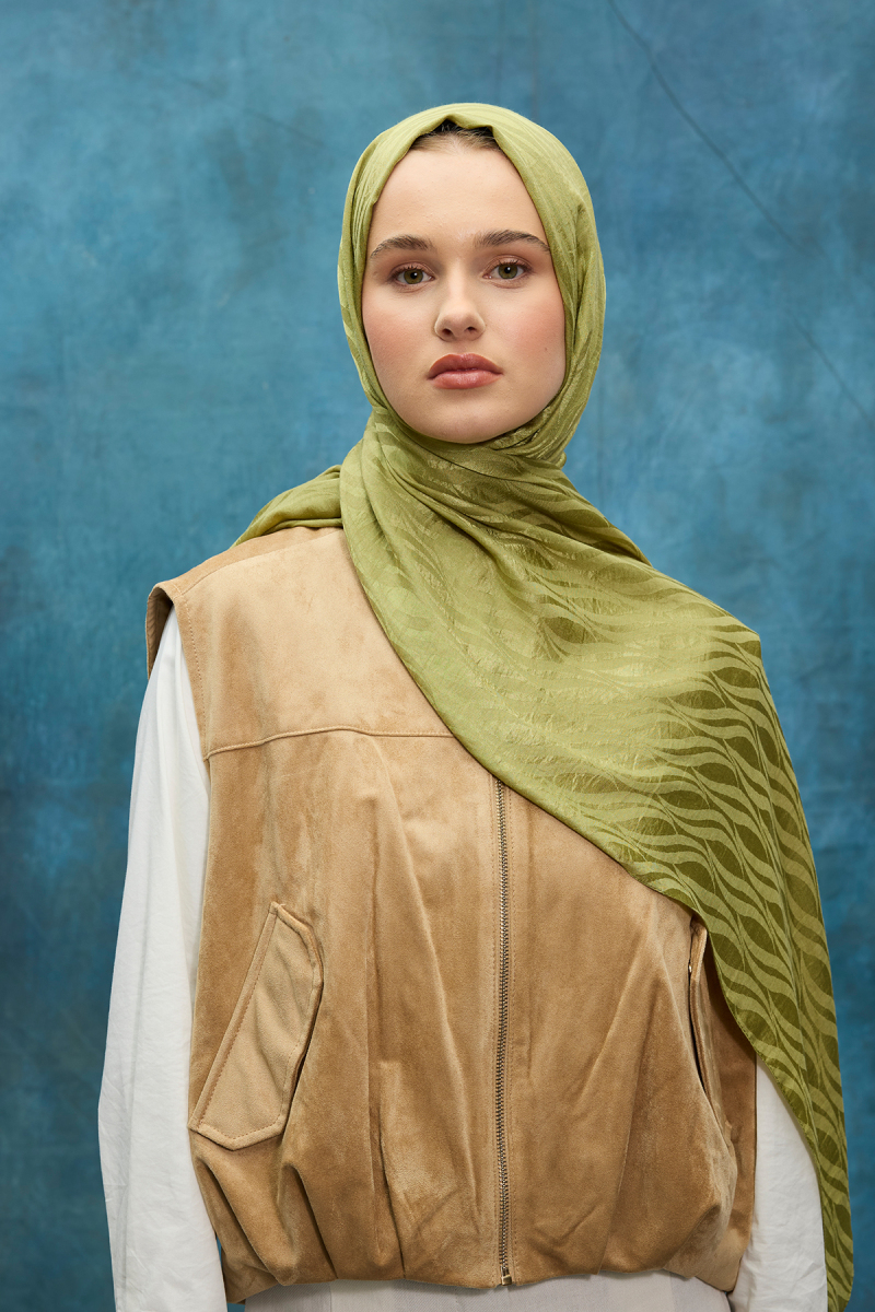 İtalyan Jakar Şal Dalga Desen - Çağla - 1