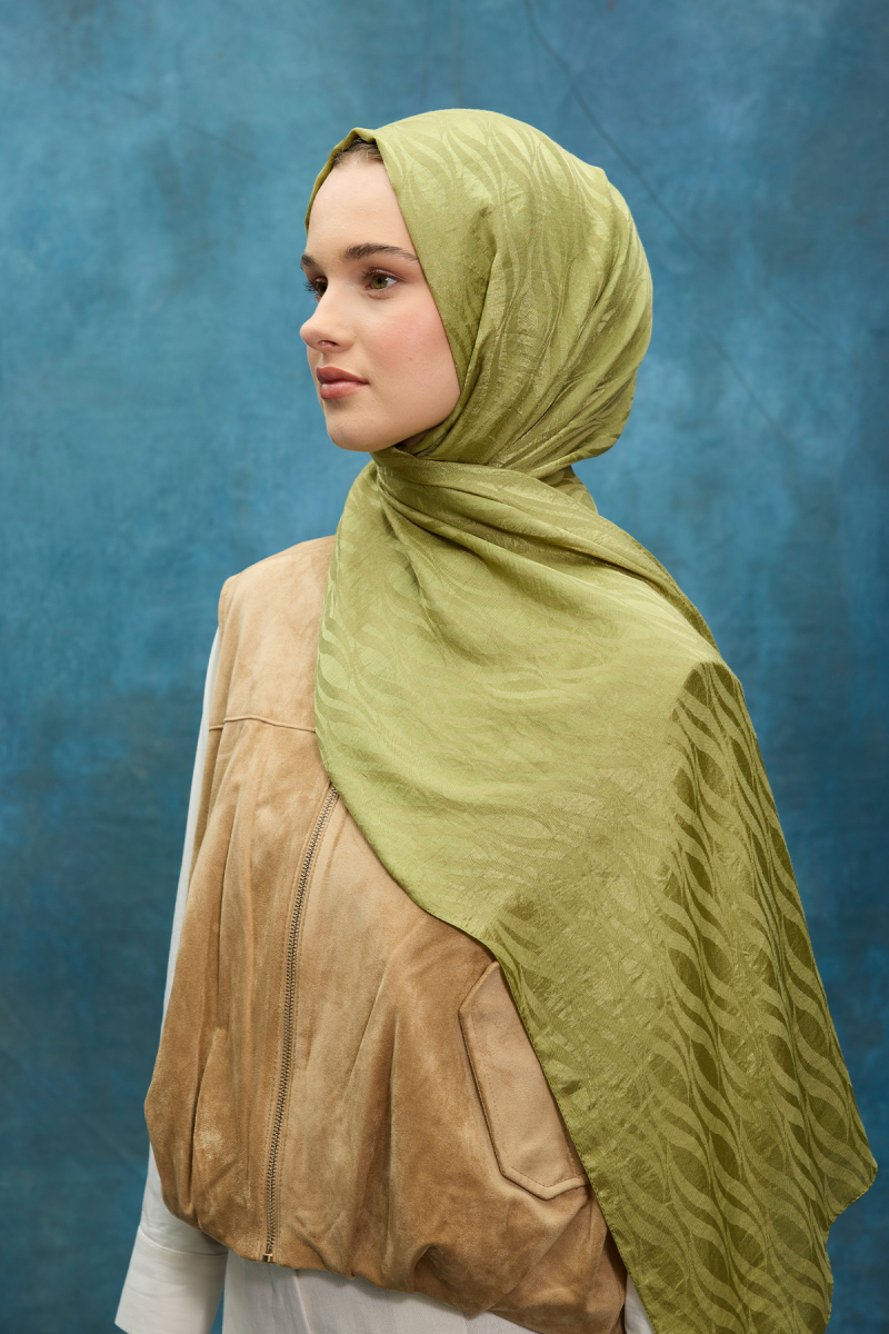 İtalyan Jakar Şal Dalga Desen - Çağla - 3