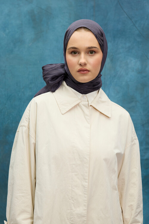 İtalyan Jakar Şal Dalga Desen - Gri Lila - Camellia Scarfs