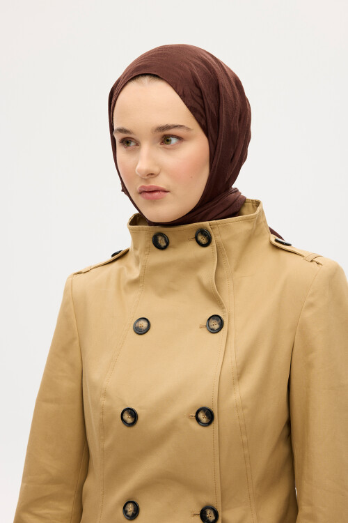 İtalyan Jakar Şal Dalga Desen - Kahve - Camellia Scarfs (1)