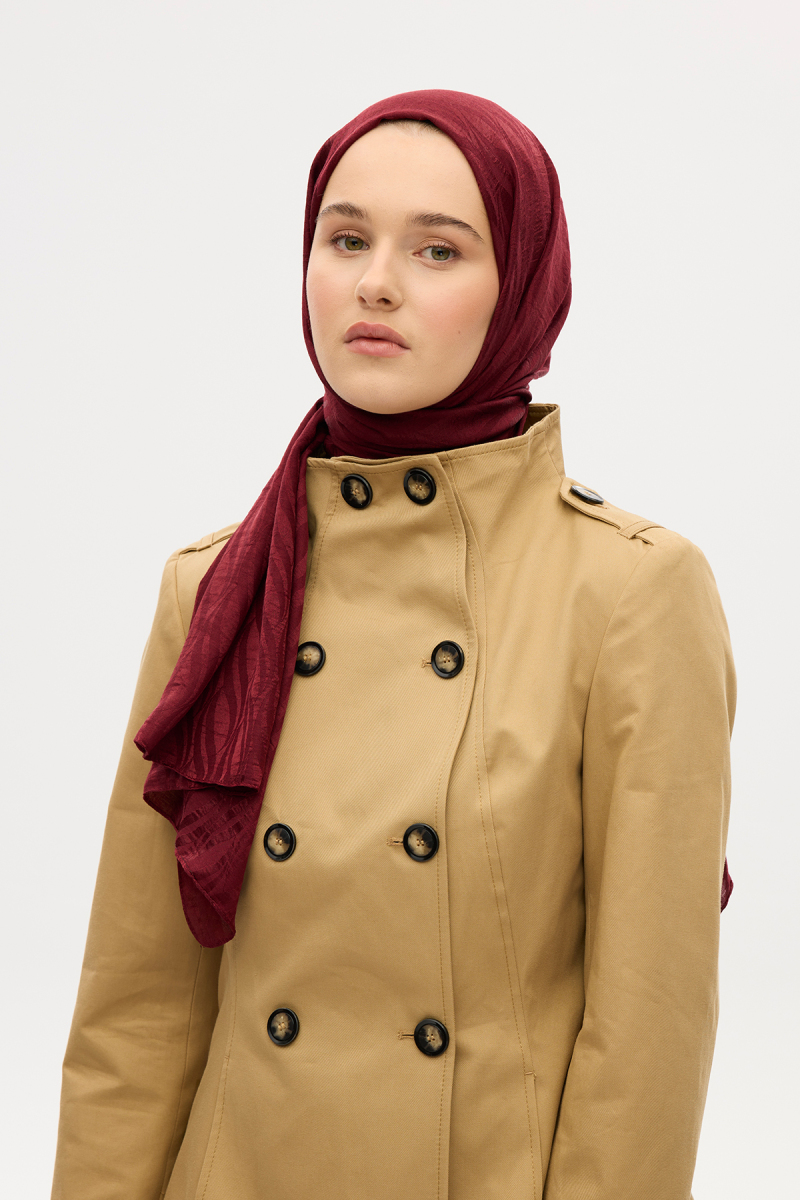 İtalyan Jakar Şal Dalga Desen - Kırmızı - 1