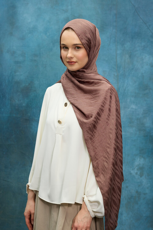 İtalyan Jakar Şal Dalga Desen - Mocha - Camellia Scarfs (1)