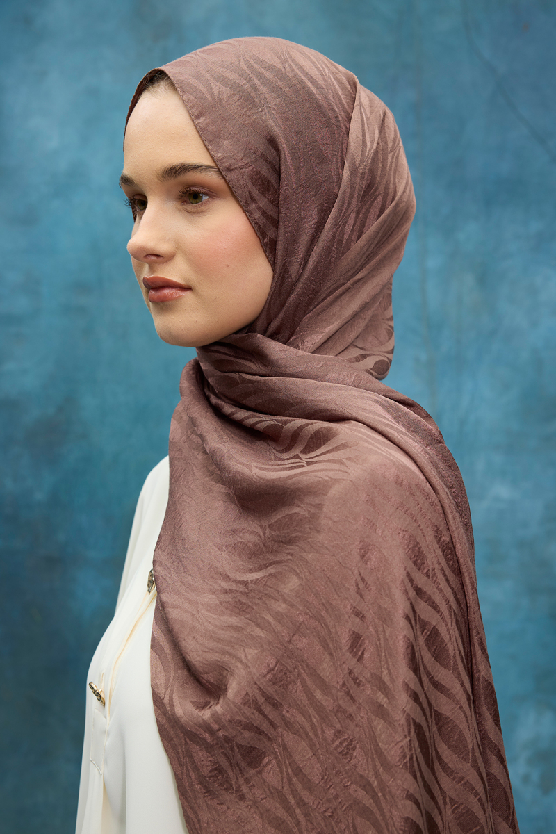 İtalyan Jakar Şal Dalga Desen - Mocha - 3