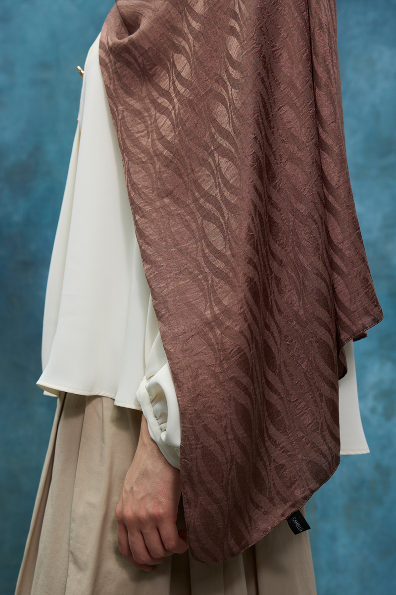 İtalyan Jakar Şal Dalga Desen - Mocha - 4