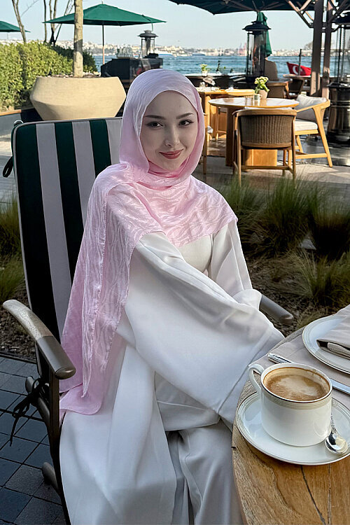 İtalyan Jakar Şal Dalga Desen - Şeker Pembe - Camellia Scarfs (1)