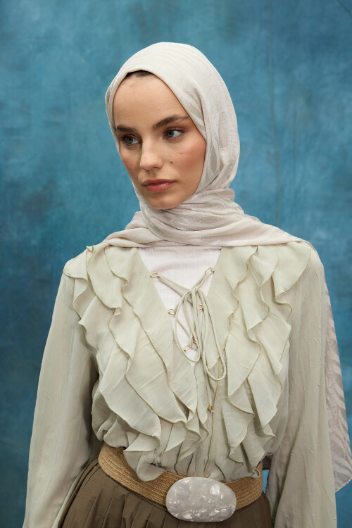 İtalyan Jakar Şal Dalga Desen - Taş - Camellia Scarfs (1)