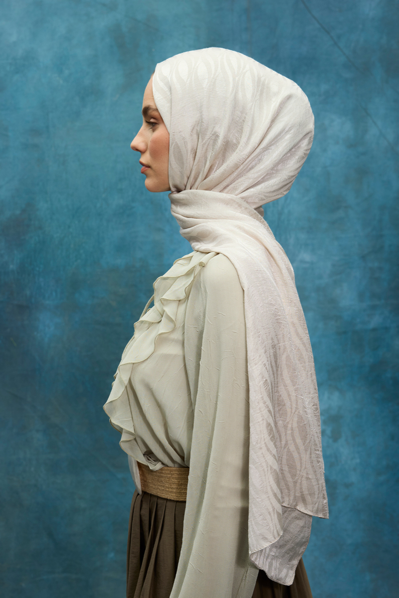 İtalyan Jakar Şal Dalga Desen - Taş - 3