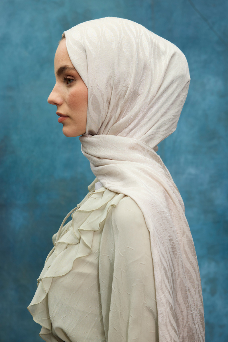 İtalyan Jakar Şal Dalga Desen - Taş - 4