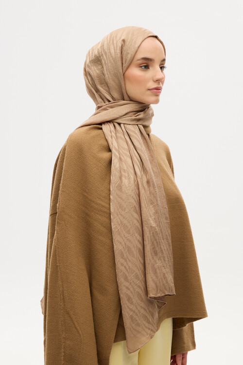 İtalyan Jakar Şal Dalga Desen - Vizon - Camellia Scarfs (1)