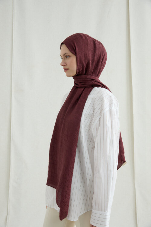 İtalyan Jakar Şal Halka Desen - Cherry - Camellia Scarfs (1)