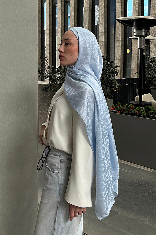 İtalyan Jakar Şal Halka Desen - Icy Blue - Camellia Scarfs (1)