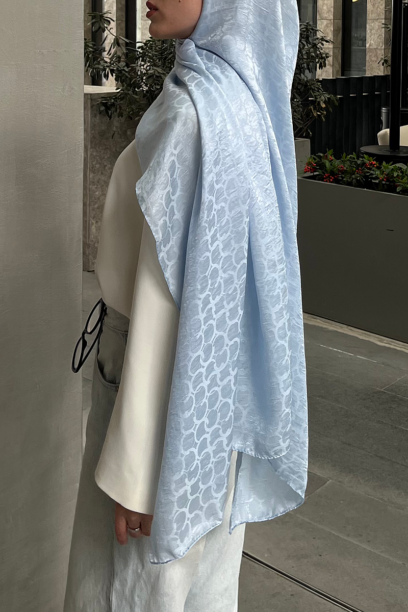 İtalyan Jakar Şal Halka Desen - Icy Blue - 4