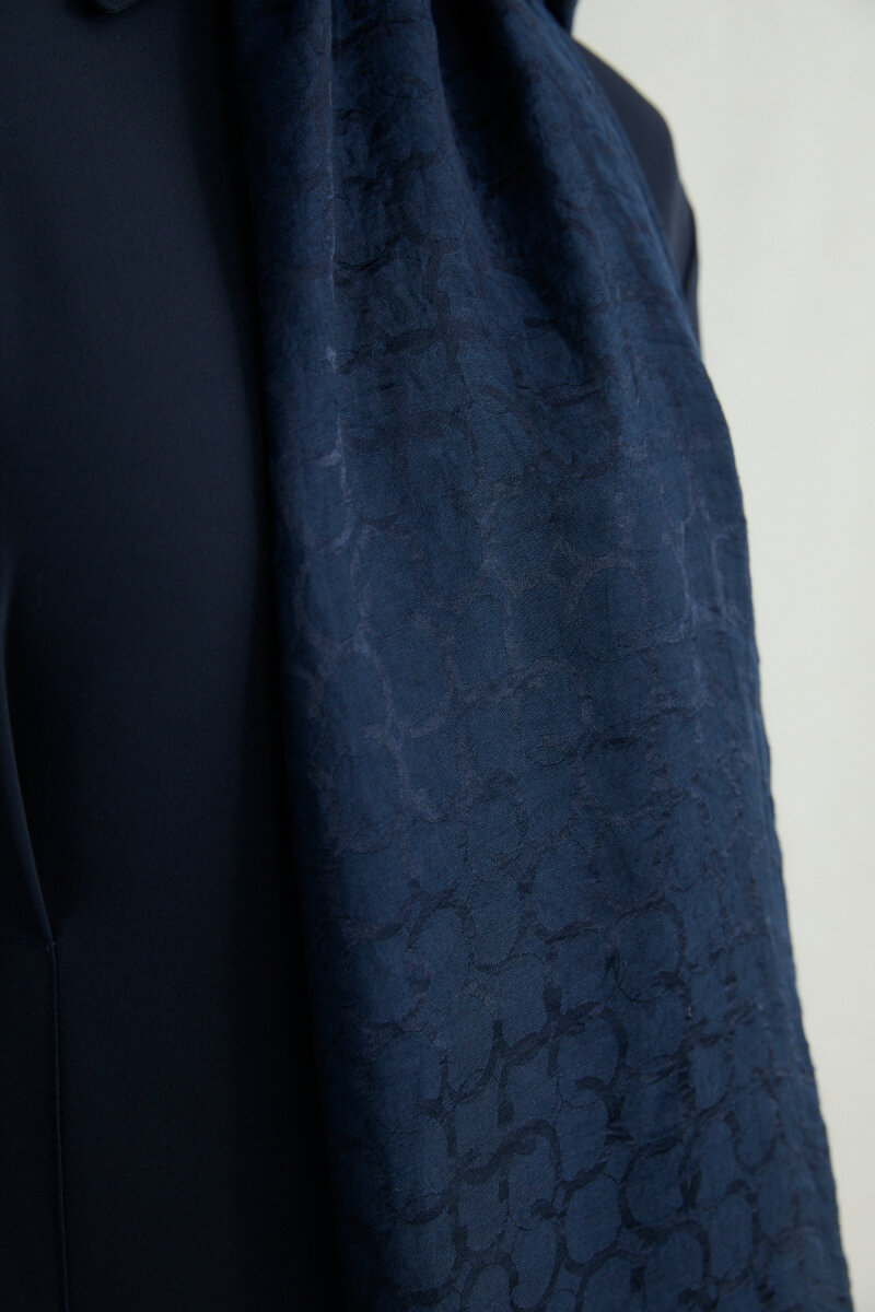 İtalyan Jakar Şal Halka Desen - Lacivert - 4