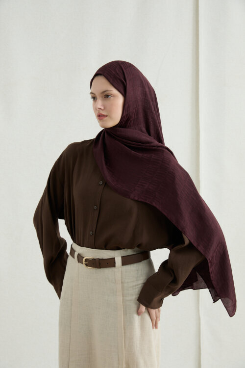 İtalyan Jakar Şal Kibrit Desen - Bordo - Camellia Scarfs (1)