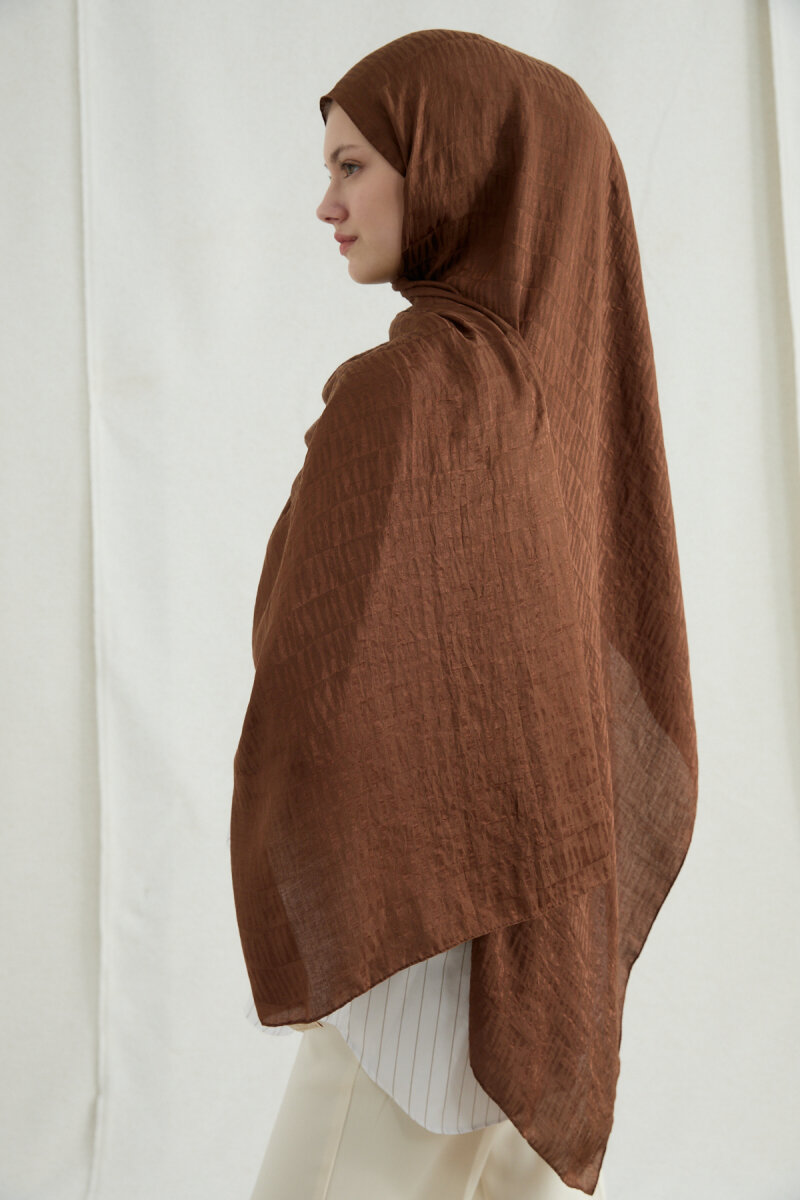 İtalyan Jakar Şal Kibrit Desen - Sıcak Kahve - 2