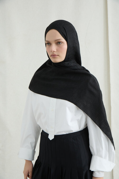 İtalyan Jakar Şal Kibrit Desen - Siyah 